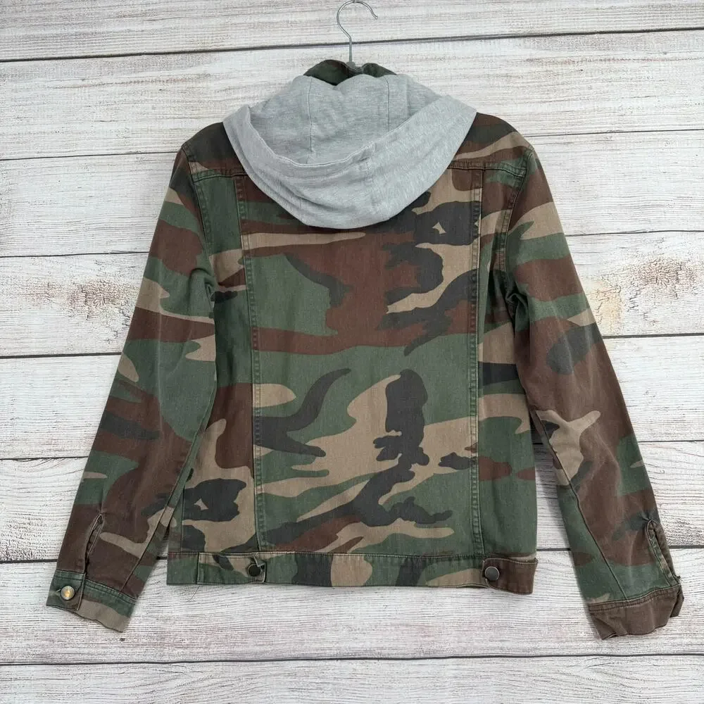 Nomad‎ Camouflage Military Hoodie Jacket Youth Boys Small Green Camo Gray